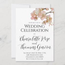 Invitación Elegante boda floral color agua rosa y de color tu