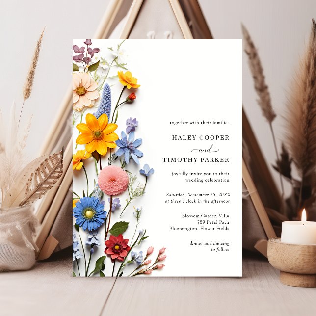 Invitación Elegante Boda floral colorido (Subido por el creador)