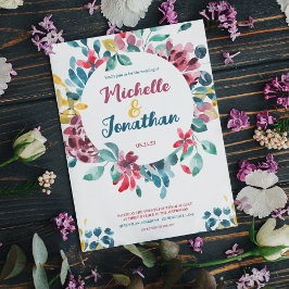 Invitación Elegante boda floral colorido acuático