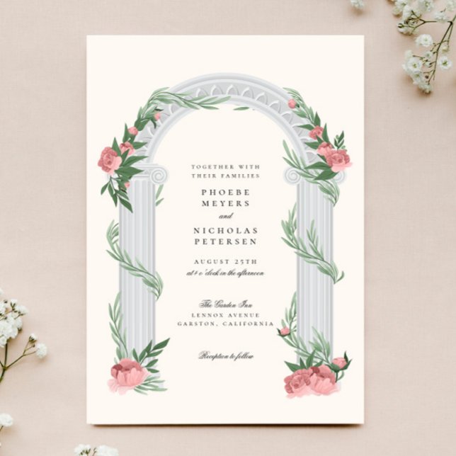 Invitación Elegante Boda Floral Columna Jardín Boda (Subido por el creador)