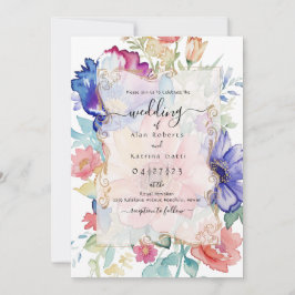 Invitación Elegante Boda Floral con Acuarela en Negrita