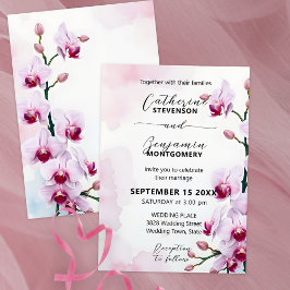 Invitación Elegante Boda floral con orquídeas de polilla rosa