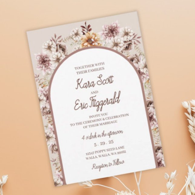Invitación Elegante Boda floral de acuarela bohemia (Subido por el creador)