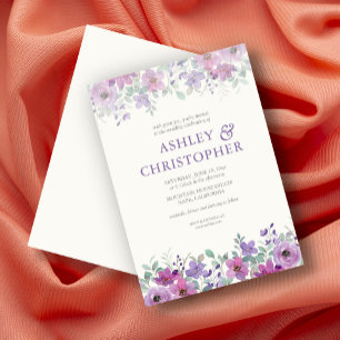 Invitación Elegante Boda floral de acuarela de lavanda