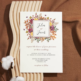 Invitación Elegante Boda floral de acuarela de otoño