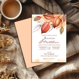 Invitación Elegante Boda floral de acuarela de otoño