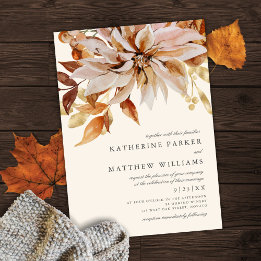 Invitación Elegante Boda floral de acuarela de otoño