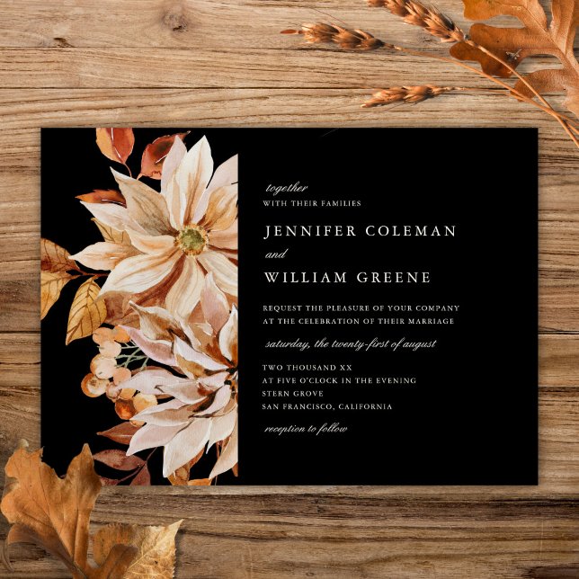 Invitación Elegante Boda floral de acuarela de otoño (Subido por el creador)