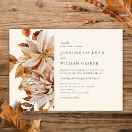 Invitación Elegante Boda floral de acuarela de otoño