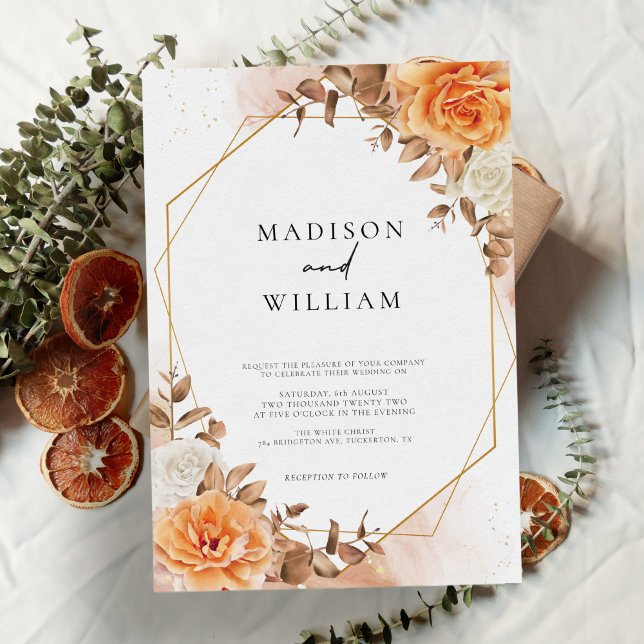 Invitación Elegante Boda floral de acuarela de otoño (Subido por el creador)
