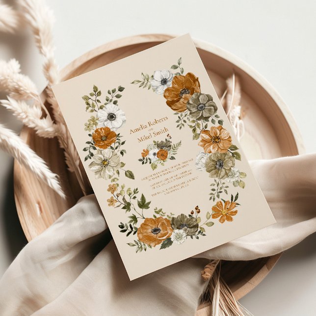 Invitación Elegante Boda floral de acuarela de otoño (Subido por el creador)