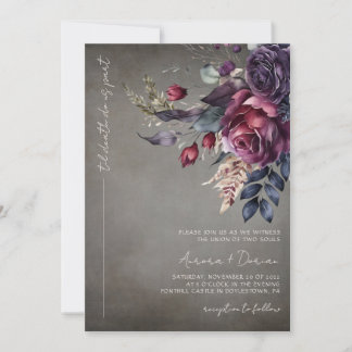 Invitación Elegante Boda floral de acuarela gótica