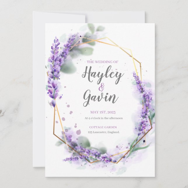 Invitación Elegante Boda floral de acuarela inglesa (Anverso)