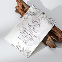Invitación Elegante boda floral de acuarela polvorienta púrpu