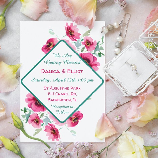 Invitación Elegante Boda floral de acuarela rosa primavera (Subido por el creador)