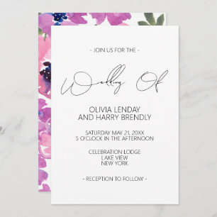 Invitación Elegante Boda floral de acuarela rústica