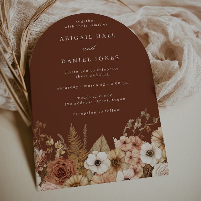 Invitación Elegante Boda Floral de Arco Boho Moderno (Subido por el creador)