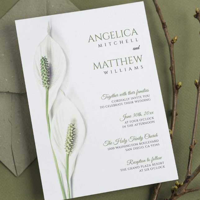 Invitación Elegante Boda Floral de Calla Blanca Lily (Subido por el creador)