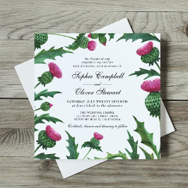 Invitación Elegante Boda Floral de Cardo Escocés