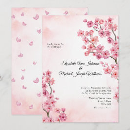 Invitación Elegante Boda floral de cerezo rosa Sakura