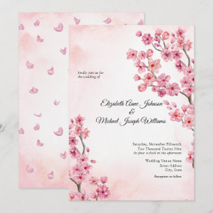 Invitación Elegante Boda floral de cerezo rosa Sakura