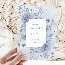 Invitación Elegante Boda Floral de Chinoiserie azul claro
