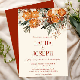 Invitación Elegante Boda Floral de Citrus de Marfil