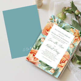 Invitación Elegante Boda floral de color acuático