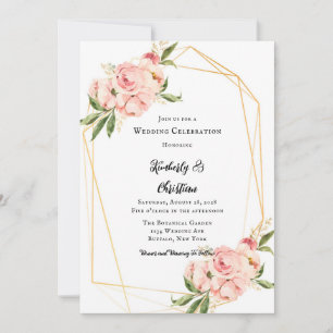 Invitación Elegante Boda floral de color acuático rosa de col