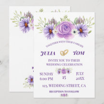 Elegante Boda Floral de Color Agua Púrpura