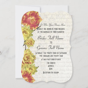 Invitación Elegante boda floral de color amarillo y naranja