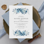 Invitación Elegante boda floral de color azul celeste de la l<br><div class="desc">Un diseño boda azul y blanco con flores pintadas azul y azul celeste y blanco. Un diseño perfecto para tu boda de verano,  primavera e invierno. Puede personalizar el texto y los detalles de color de esta plantilla de invitación de boda.</div>