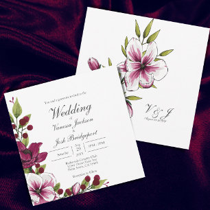 Invitación Elegante Boda floral de color de agua de verdor de