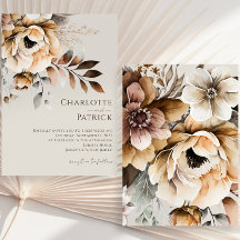 Elegante Boda floral de color gris marrón rosa de 