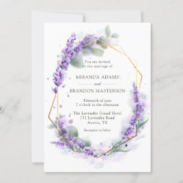 Invitación Elegante Boda floral de color marrón morado de lav