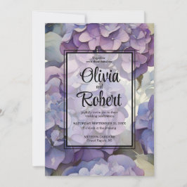 Invitación Elegante Boda floral de color morado polvoriento