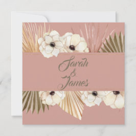 Invitación Elegante Boda floral de color rosa dorado Boho