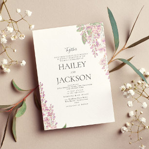 Invitación Elegante boda floral de color verde rosa rosa