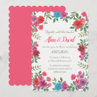 Invitación Elegante Boda floral de color vintage