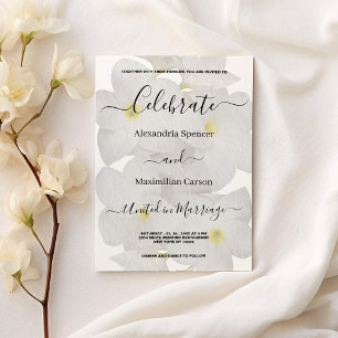Invitación Elegante boda floral de encaje amarillo blanco