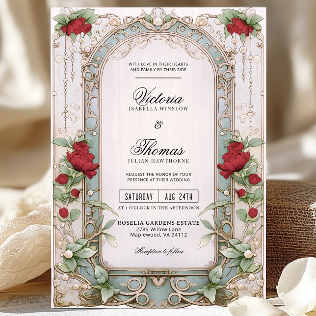 Invitación Elegante Boda floral de estilo Art Nouveau de Borg (Subido por el creador)
