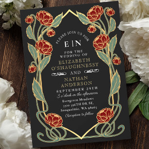 Invitación Elegante Boda floral de estilo Art Nouveau de Peon