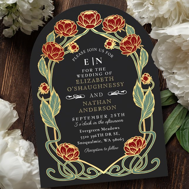 Invitación Elegante Boda floral de estilo Art Nouveau de Peon (Subido por el creador)