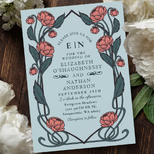 Invitación Elegante Boda floral de estilo Art Nouveau peony r