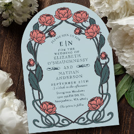 Invitación Elegante Boda floral de estilo Art Nouveau peony r