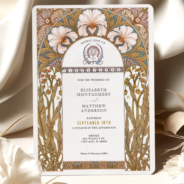 Invitación Elegante Boda floral de estilo botánico Art Nouvea (Subido por el creador)