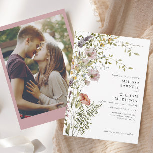 Invitación Elegante Boda Floral de Flor Silvestre