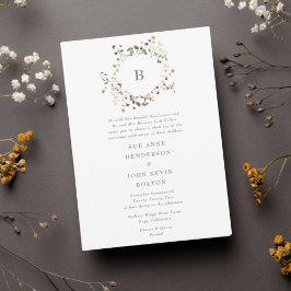 Invitación Elegante Boda Floral de Flor Silvestre Seca Pampas