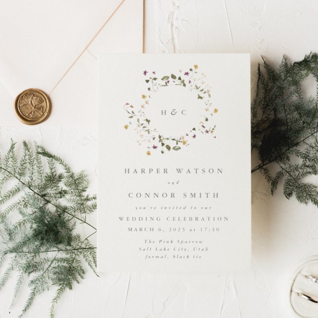 Invitación Elegante Boda Floral de Flor Silvestre Seca Pampas (Subido por el creador)