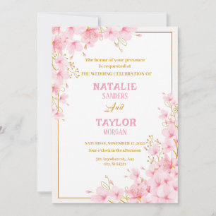 Invitación Elegante Boda floral de flores de cerezo rosa clás